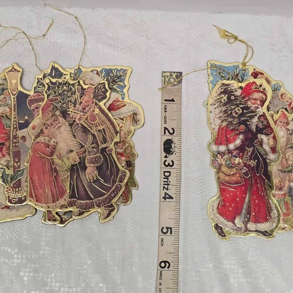 Vintage 1980 Die Cut Santa And Angel Christmas Ornaments By Merrimack, Eve, Etc